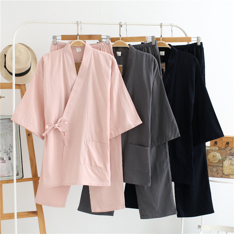 日本春秋男女士全棉纱布和服睡衣夏秋日式睡衣全棉家居服套装