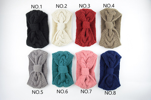 European and American twist bow knitted hairband wool headband ear protection headgear handmade warm hair accessories autumn and winter headband