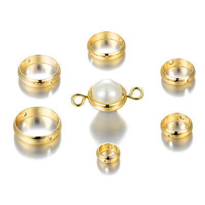 米娅廠家直銷diy手鏈耳飾配件金色雙孔過珠圓環金屬圈半成品飾品