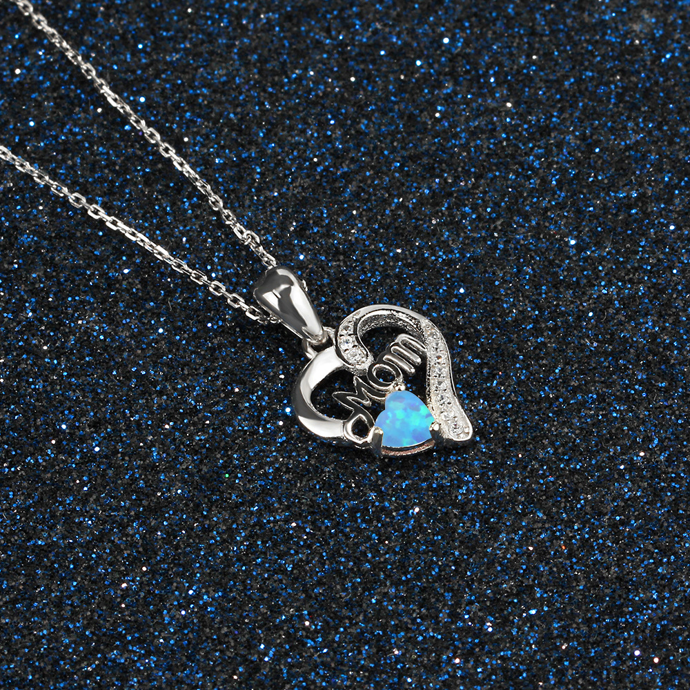 Sterling Silber IG-Stil Elegant Brief Herzform Opal Halskette Mit Anhänger display picture 8
