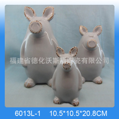卡通陶瓷小猪存钱罐 个性陶瓷动物储蓄罐 出口白云土猪钱罐