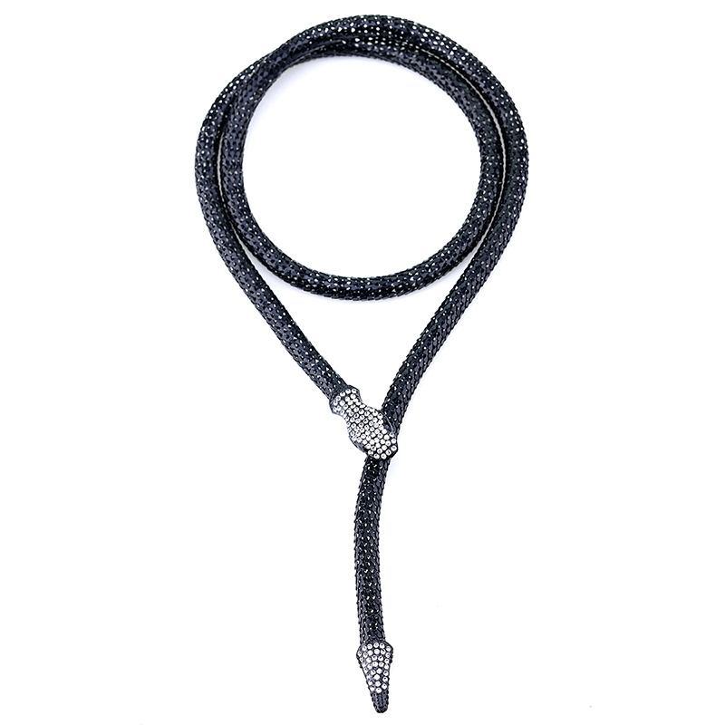 琪曼  热销欧美时尚大牌华丽镶钻长蛇项链 长项链 4色NK-008