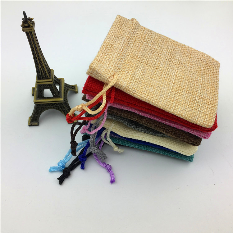 厂家直供婚庆派对回礼仿麻布束口包装袋  可烫画 加印图案 尺寸齐