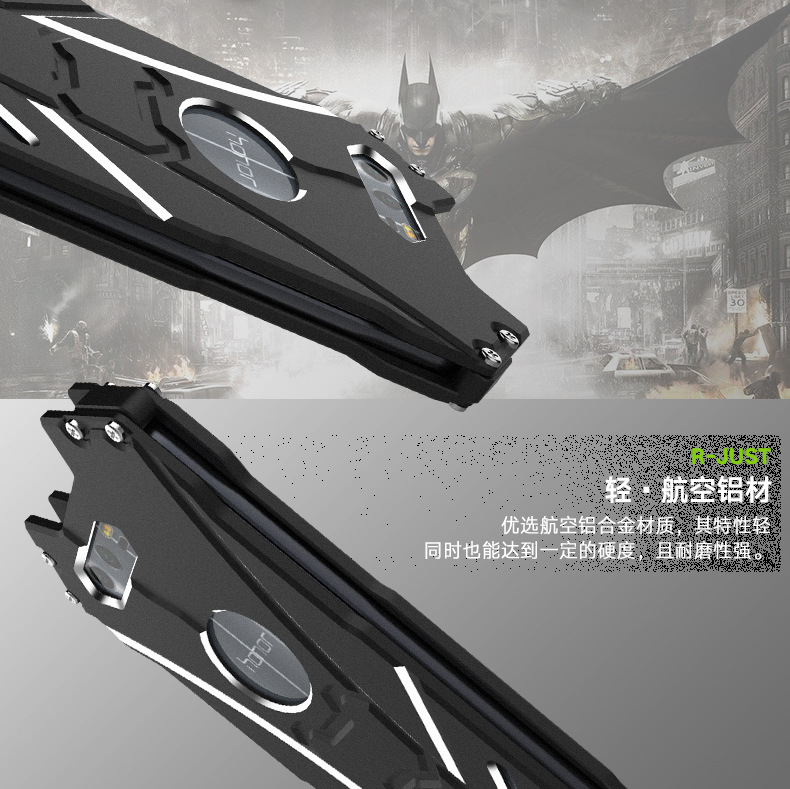 R-Just Batman Shockproof Aluminum Shell Metal Case with Custom Stent for Huawei Honor 9