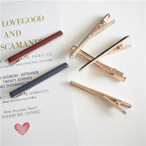 Three-state simple colorful one-word hairpin hairpin handmade oil-pressed hair duckbill clip wholesale headwear