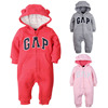Autumn and winter Newborn double-deck pure cotton Sweater Bear cub Hooded baby one-piece garment loose coat men and women baby Children's clothing