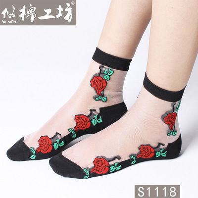 Liaoyuan Crystal wire Socks wholesale lady Borneol Socks pure cotton Glass socks transparent silk Socks
