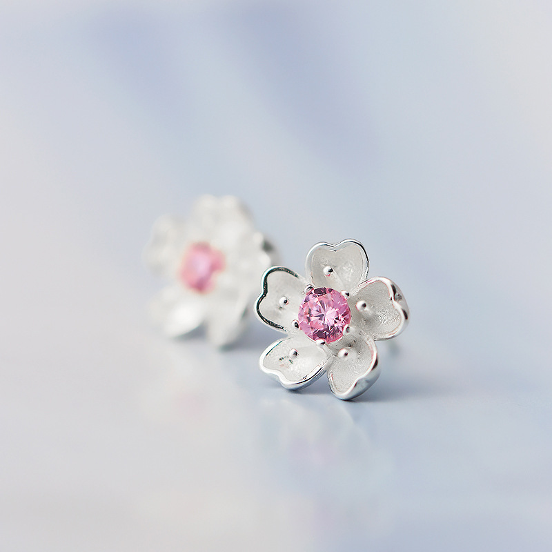 Pendientes De Plata Esterlina S925 Pendientes De Flor De Cerezo display picture 29