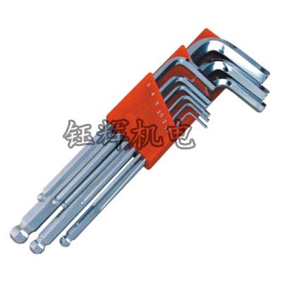 厂家直销 9pcs内六角电镀镜面亮光球头L型扳手