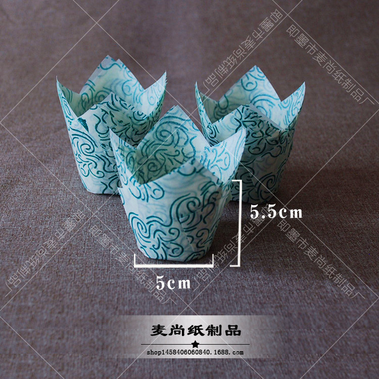 De calidad alimentaria de alta temperatura resistente medio corrugado pastel titular de papel pastel de tulipán pastel de papel muffin pastel de aceite titular de papel