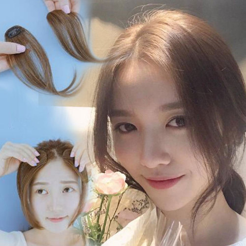 Center-parted fake bangs, realistic and natural air invisible micro-curly side-parted eight-figure diagonal bangs wig