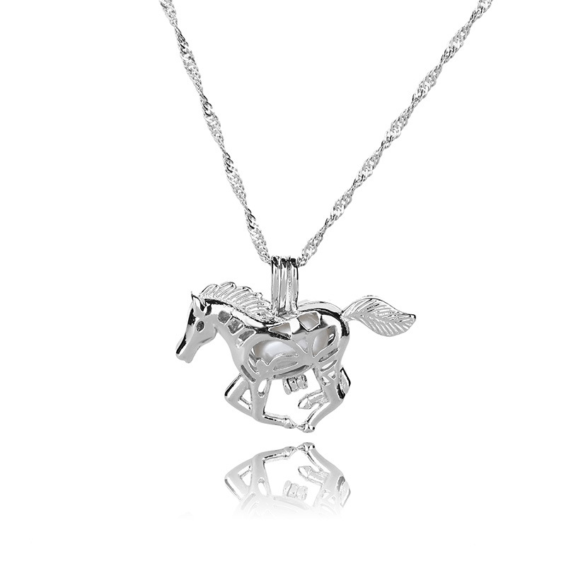 hot luminous beads fashion hollow horse alloy pendant Halloween necklace