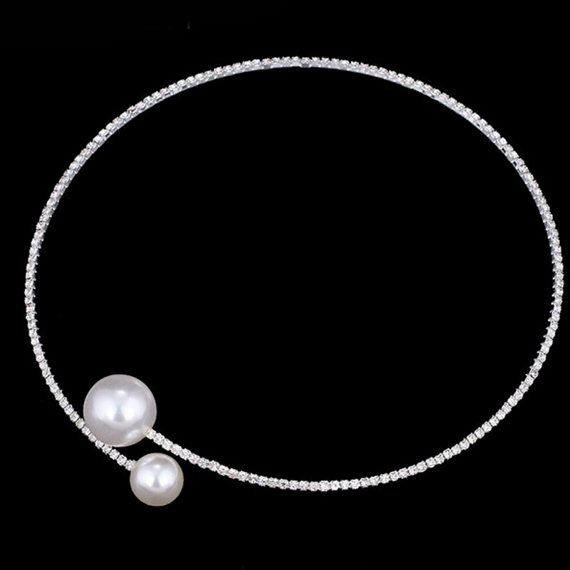 Набор Bridal Necklace & Bracelet, регулируемый чокер, жемчужные бусины, комплект для свадьбы