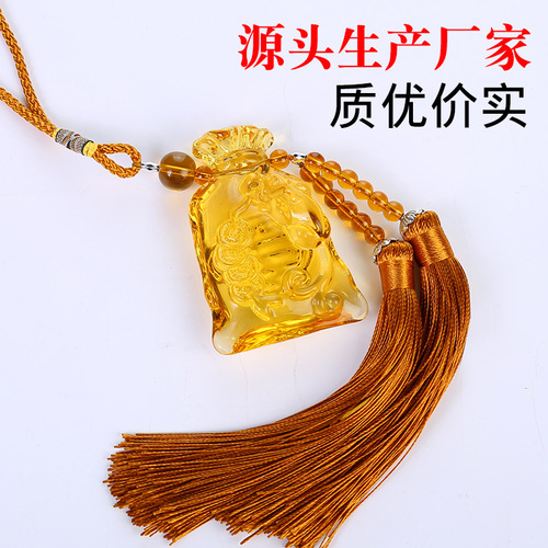 Factory direct sales glazed crystal car pendants, creative lucky bags, car trailers, car accessories, insurance company gifts, wholesale