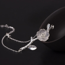 中国风s925银个性花朵树枝手饰女款创意复古唯美水晶梅花手链