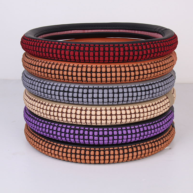 冰丝汽车方向盘套 防滑吸汗汽车把套 四季通用 白胶圈|ru