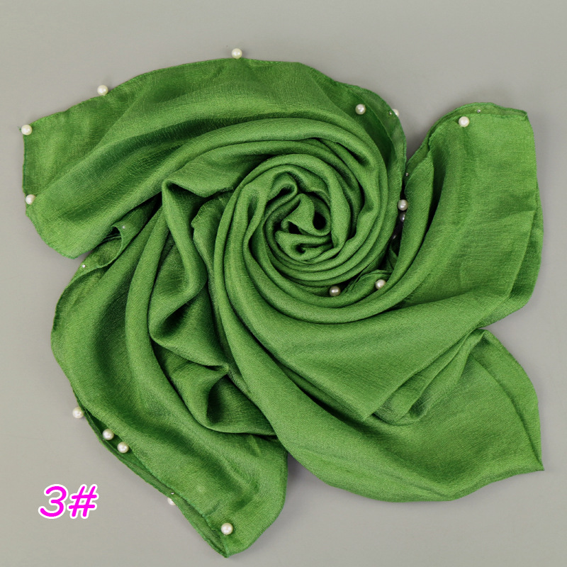 3# -钉珍珠围巾荷兰亚麻单色围巾