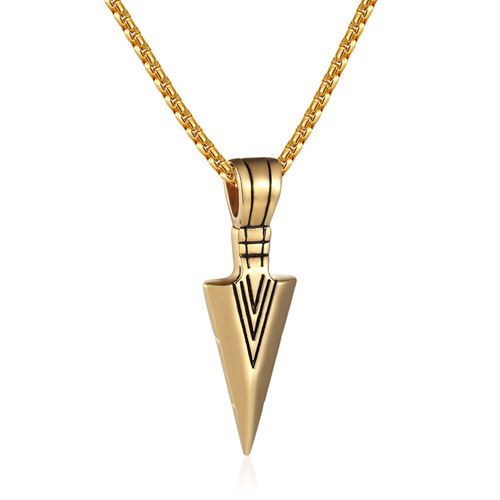 Korean-style fashion accessories, personalized spear pendant, men's titanium steel necklace wholesale, stainless steel accessories EX1070