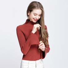 毛衣女冬季新款針織衫半高領喇叭袖加厚打底衫保暖上衣大碼毛衫
