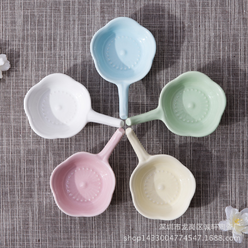 日式一朵梅花味碟沙拉酱碟醋碟个性文艺造型小碟子色釉餐具酱油碟