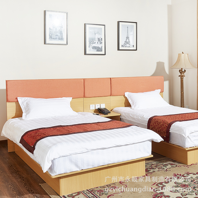 Express Hotel Customized Hotel Apartment Rental Room Standard Room Full Furniture Big Bed Room Single Double Bed Frame