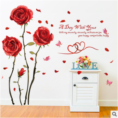 XL8282 Zhong Lan New Red Rose Creative DIY Home Beautification Decoration Removable Waterproof Wall Sticker