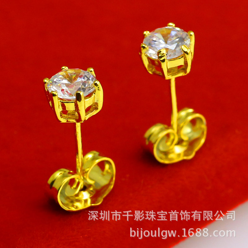 Gold earrings men and women Single Trendsetter simulation jewelry Diamonds Ear Studs crystal Earrings wholesale On behalf of