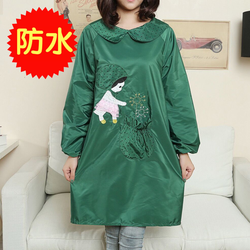 Estilo coreano de moda a prueba de aceite a prueba de agua de manga larga delantal pintura anti-vestirse monos de cocina mono adulto lindo