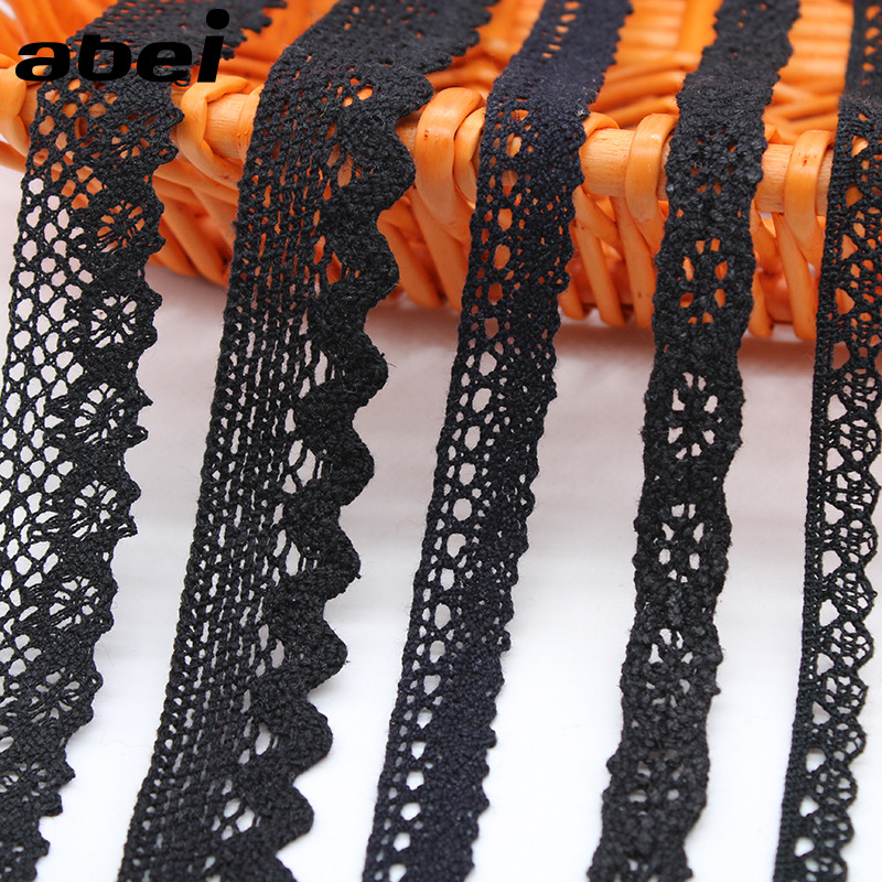 现货黑色蕾丝花边刺绣棉线花边DIY头饰沙发窗帘帽子袜子包边辅料