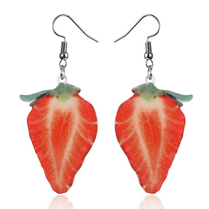 1 Pair Cute Strawberry Pineapple Watermelon Printing Arylic Ear Hook display picture 10