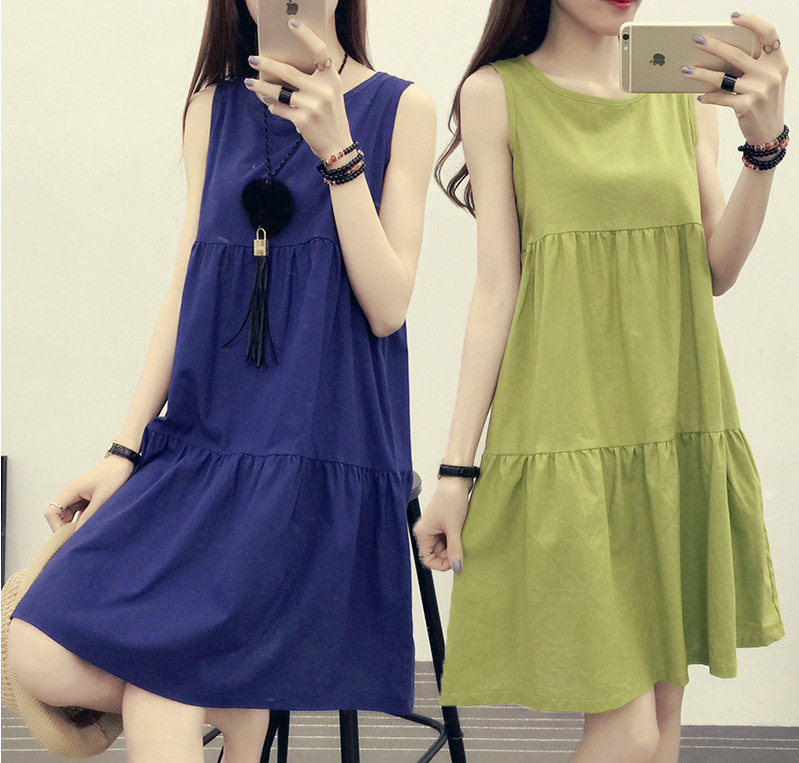 2019春加肥加大碼女裝棉麻連衣裙夏裝胖妹妹中長款寬松胖MM200斤