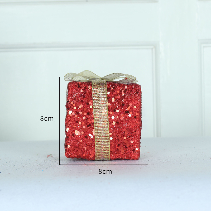 „8 cm Weihnachtsgeschenkset aus Jutefasern – Dekorativer Schmuck für Baum, Party und Heimdekoration (Gold/Rot/Weiß)“_voghion.com