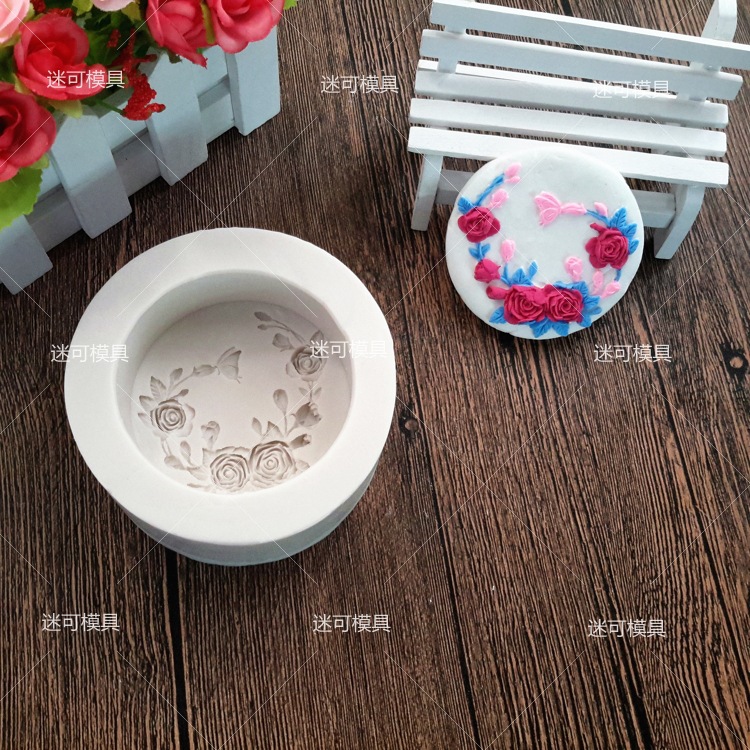 Molde de silicona 4 rosas molde de pastel fondant molde de silicona líquida jabón molde de jabón ventas directas de la fábrica