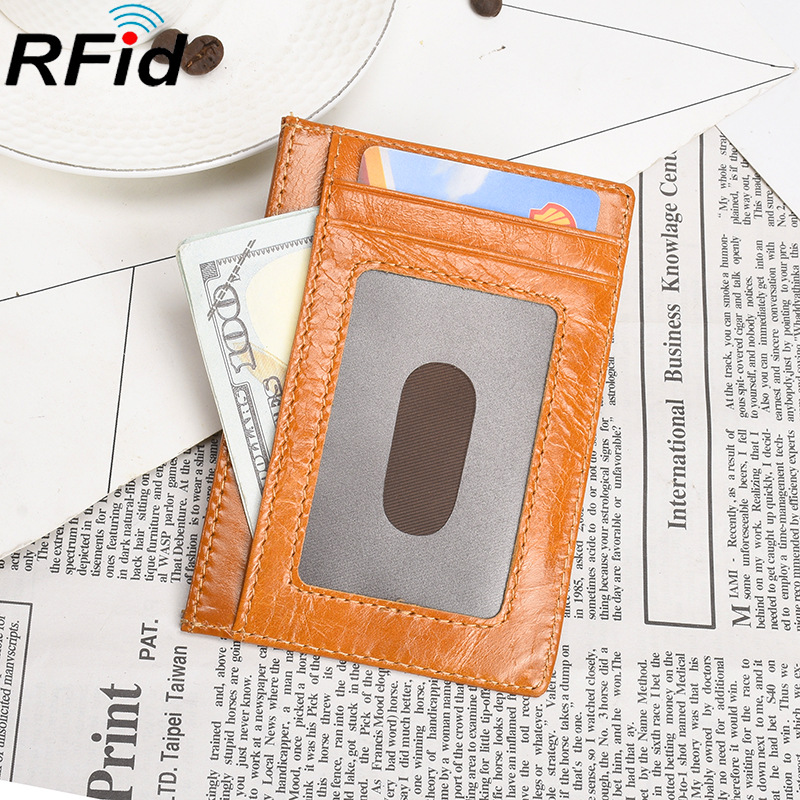 新款多功能RFID真皮复古男士驾驶证卡包小零钱包超薄信用卡套女式