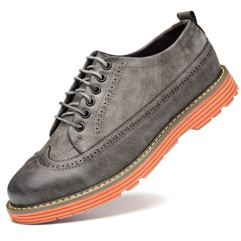 2021 Frühjahr Neue Board Block Dicke Sohle Leder Herren Sport und Freizeitschuhe_voghion.com