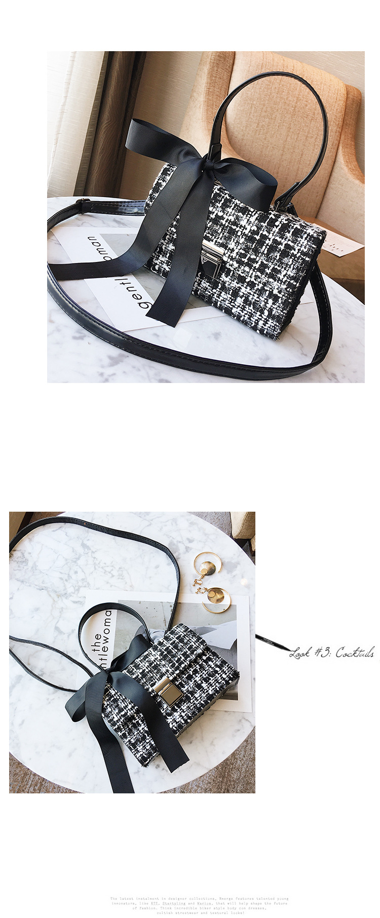 251g Weight Polyester Lining Material Lock clasp Closure Type Single Shoulder Strap Strap Type Shoulder Bag Bags Type Daily Occasion woolen Material Lattice Pattern All Seasons Season Women's Gender Streetwear Style Square Shape Small Size Small Bag For Women New Bags Fashionable Woolen Contrast Color Scarf Handbag Korean Versatile One-Shoulder Crossbody Women's Bag 17
