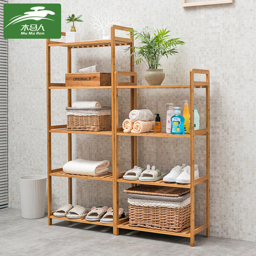 Kitchen storage rack multi-layer multi-functional floor-standing storage rack dining room living room home finishing assembly mobile wooden shelf