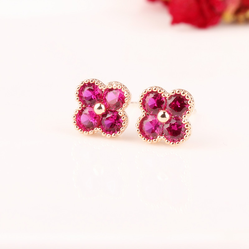 6g Weight Artificial Gemstones Inlay Material 1 Pair Casual Simple Style Flower Plating Inlay Copper Artificial Gemstones Ear Studs
