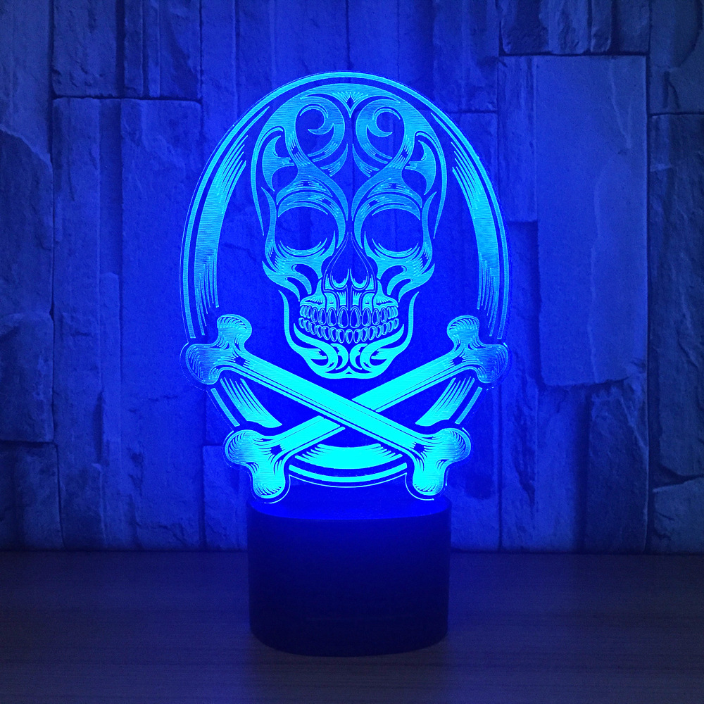 3D创意七彩小夜灯 简约触摸家居卧室USB供电