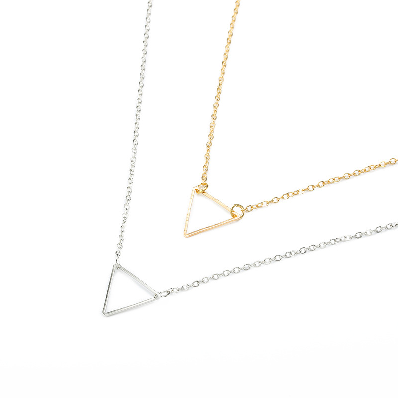 Geometric popular jewelry simple triangle pendant necklace fashion creative hollow sweater chain who