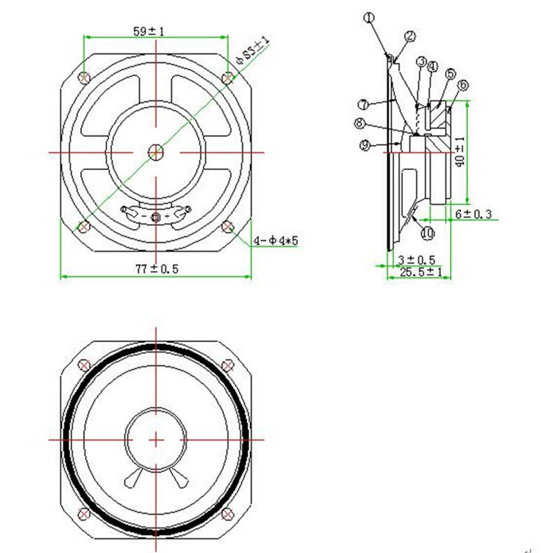 LS77W-3-R4 3-дюймовые 4 евро 5 Вт Poly Pen Po 40 магнитные 91 дБ полночастотные мультимедийные голосовые динамики 4,47 В 4,47 В