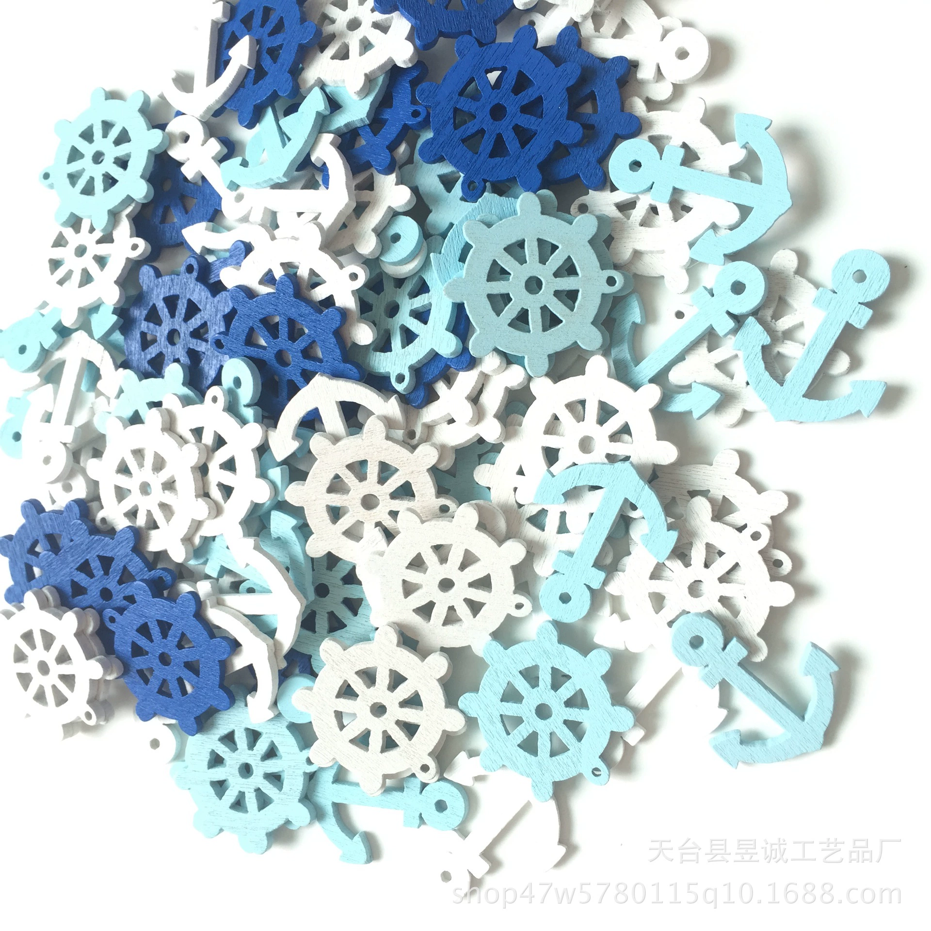 Темно-синий ветер лодка руль якорь деревянный кулон темно-синий ветер декоративные деревянные детали парусные украшения 100 шт./Пакет