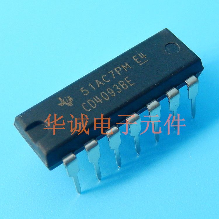 全新原装CD4093BE 四路2输入与非施密特触发器