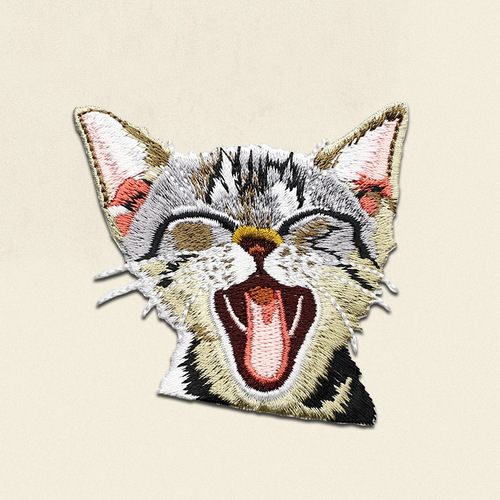 Pocket Cat Embroidered Patch with Adhesive Back, Creative Decorative Animal Sticker, Hole-Repair Backing Peel-and-Stick Patch