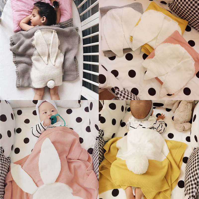 中小童婴幼儿毯子儿童男女宝宝针织毯子兔子空调毛线毯秋冬天披肩