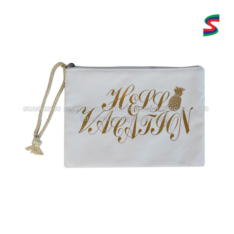 全涤棉布拉链袋定制logo  烫金印花麻绳平面袋 定做装手机礼品袋