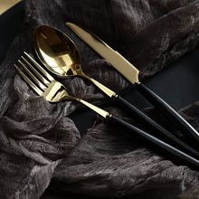 哑光黑白金银拉丝不锈钢刀叉勺西餐具牛排刀叉子勺西餐厅刀叉套装