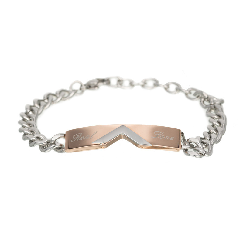 Fashion Inlaid Zircon Anti-allergic New Accessories Simple Couple Titanium Steel Bracelet display picture 2
