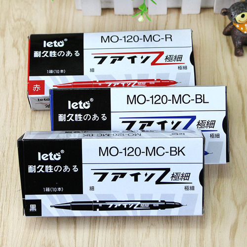 Oil-based small double-ended marker, children's drawing hook pen, black, red and blue, indelible marker pen, stationery wholesale