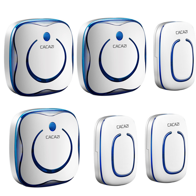 卡佳斯三拖三 无线交流远距离 门铃 无线 家用 防水 不用电线桔色